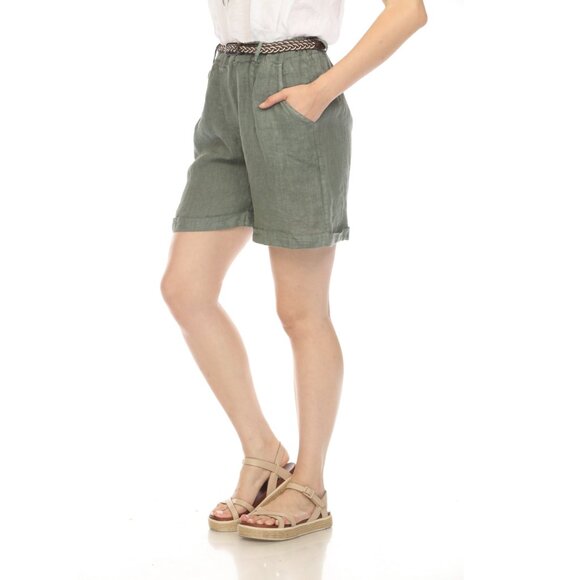Olive Shorts with twisted Belt - Picture 4 of 5